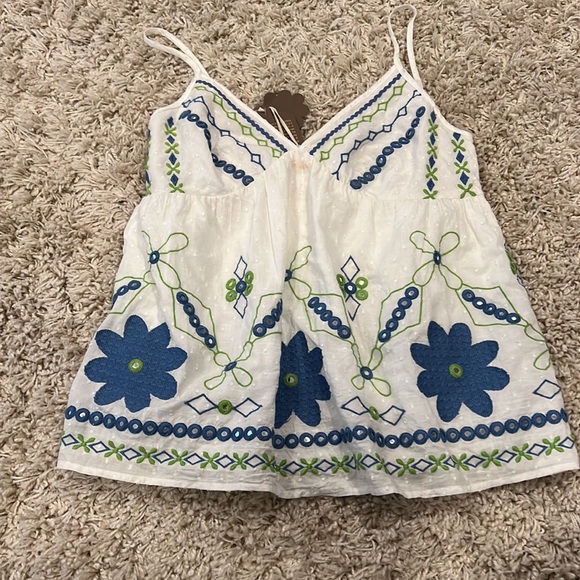 Forever That Girl (Anthropologie) White Jordan Eyelet Cotton Tank Top, Size 6 - Picture 2 of 4